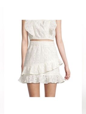 7 For All Mankind NWT bohemian white eyelet lace pullon cotton skirt medium